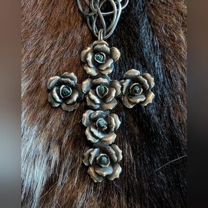 Sterling Silver Rose Cross